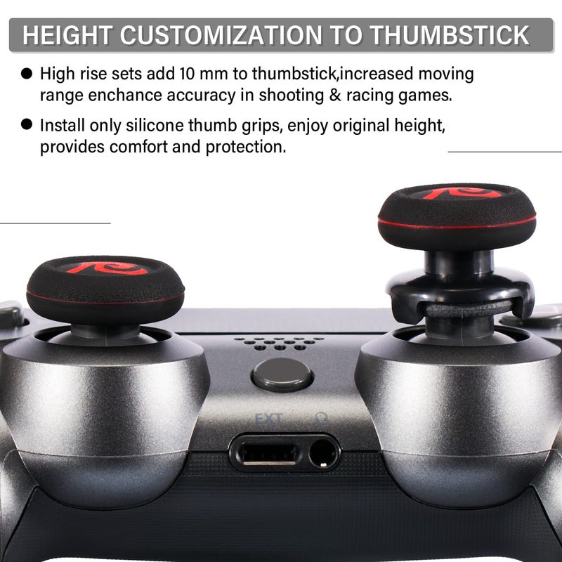 Playrealm FPS Thumbstick Extender & Printing Rubber Silicone Grip Cover 2 Sets for PS5 Dualsenese & PS4 Controller (Danger of Kanji) - Image 5